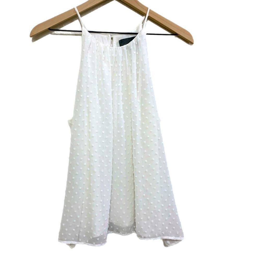 Anthropologie Sunday in Brooklyn Hollis Clip Dot Halter Blouse White M Romantic